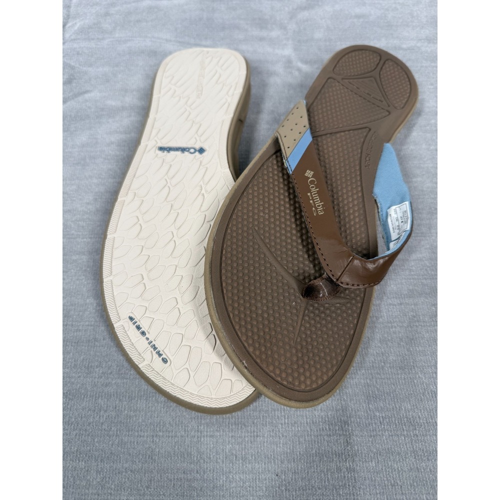 Columbia PFG Flip Flops Womens Size 10 Brown Blue Comfort Sandals BL9986-202
